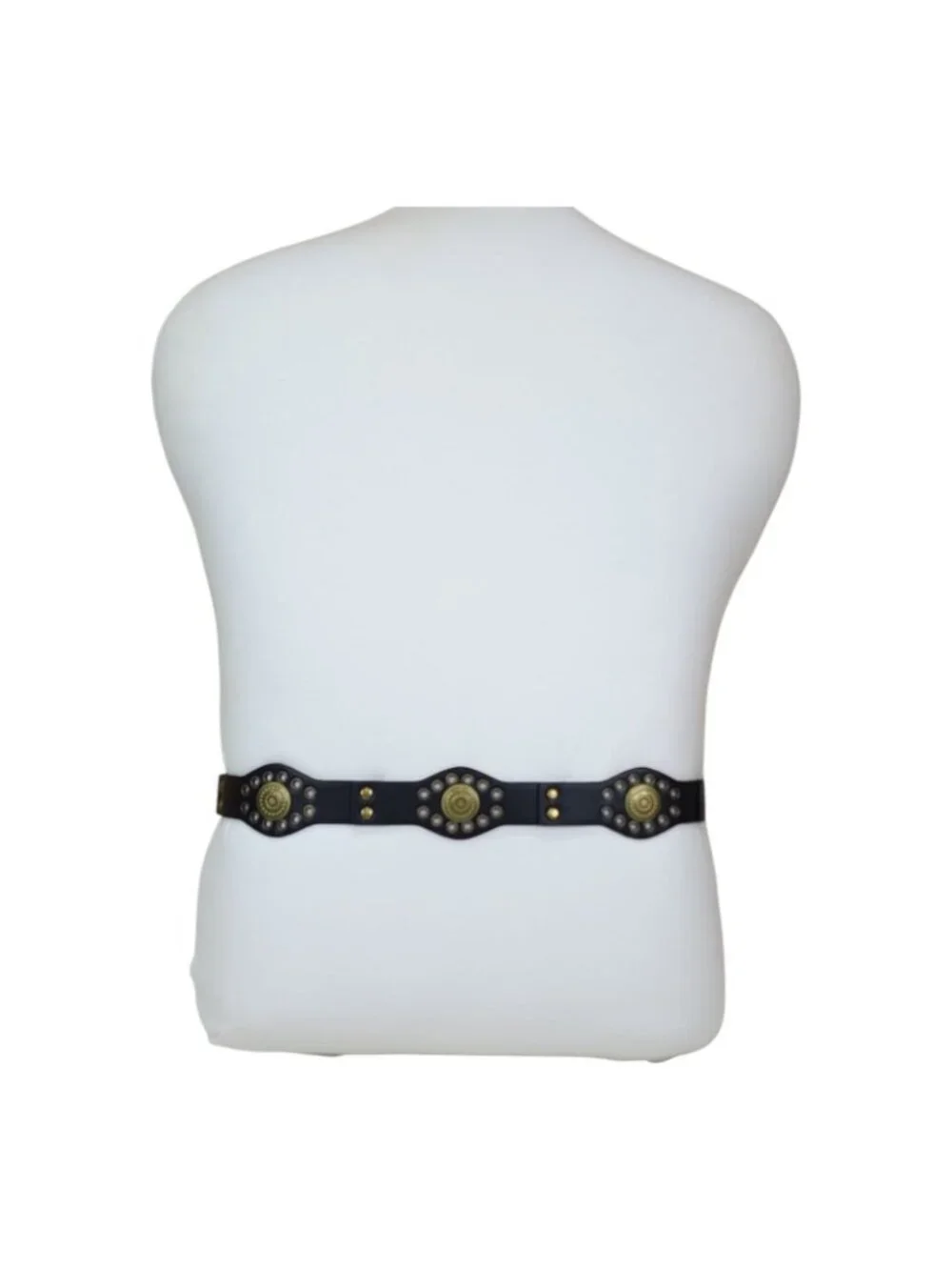 La Valentina Womens Black Belt S/M With Brass Buckle & Eyelets 1 7/8